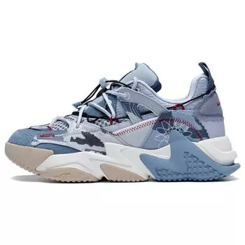 Li Ning CF Qian Xing Ce Trend амортизирующие нескользящие низкие спортивные повседневные туфли мужские кроссовки Mist-Blue AGLR171-4 44