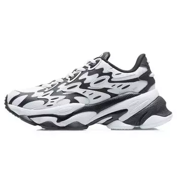 Li Ning CF Rebound Амортизирующая толстая подошва Спортивная обувь Женские кроссовки Белый Черный AGLR166-2 36