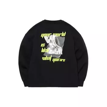 Li Ning CF Series флисовая теплая свободная кофта-пуловер женская толстовка New-Standard-черная AWDQB34-2 L