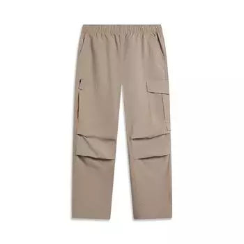 Li-Ning CF Series игривые однотонные прямые трикотажные спортивные брюки с эластичной резинкой на талии женские брюки Stone-Lotus-Brown AYKU624-2 M