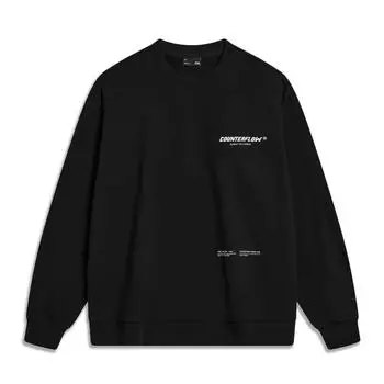 Li Ning CF Series Letter Print Повседневный свободный пуловер из флиса Теплая толстовка унисекс толстовка черного цвета AWDUF97-1 M