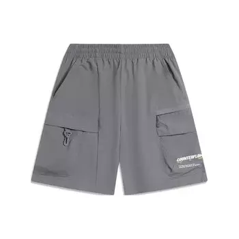 Li Ning CF Series Letter Print Прямые повседневные шорты с эластичной талией Мужские шорты серого цвета AKSU645-2 S
