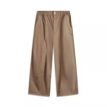 Li Ning CF Series однотонные прямые свободные спортивные повседневные брюки мужские низ какао-коричневый AKXU521-5