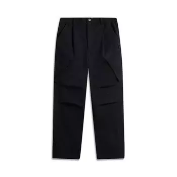 Li Ning CF Series однотонные, средней талии, удобные, дышащие, универсальные, свободные, прямые, спортивные брюки, мужские брюки, черные AYKU713-4 XL