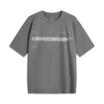 Li Ning CF Серия для улицы Буква Круглый вырез Удобная Дышащая Универсальная Свободная Футболка с коротким рукавом Мужские футболки Асфальтово-серый ATSV191-3 S