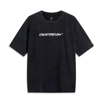 Li Ning CF Серия для улицы Мягкая кожа Надпись Подвернутый низ Футболка с коротким рукавом Унисекс Топы Черный ATSV187-2 XL