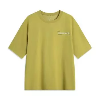 Li Ning CF Sport Casual Простая однотонная футболка с круглым вырезом и короткими рукавами для мужчин, топы, светло-желтая ATSV205-2 M