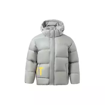 Li Ning CF Sports Fashion Series Letter Print Warm Hooded Down Jacket Men Upperwear Gray AYMR504-3 L