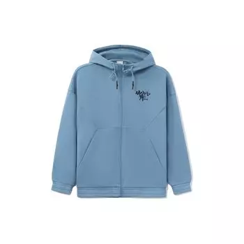 Li Ning CF Sports Fashion Series Letter Print Casual Hooded Zip-Up Sweatshirt Men sweatshirt Indigo-Blue AWDRG17-2 L