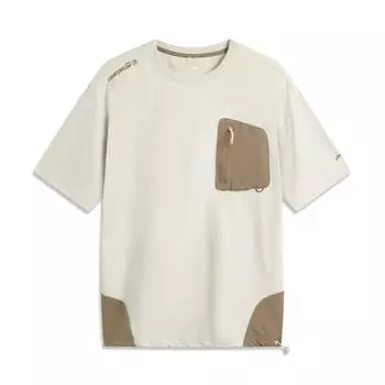 Li Ning CF Сращивание Круглый вырез Дышащая Универсальная Свободная Футболка с коротким рукавом Мужские топы ATSV637-2 M