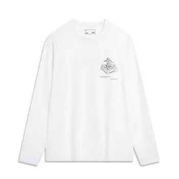Li Ning CF Su Long In The Wild однотонный повседневный свитер с круглым вырезом и длинным рукавом футболка мужские топы стандартный белый ATLU111-1 M