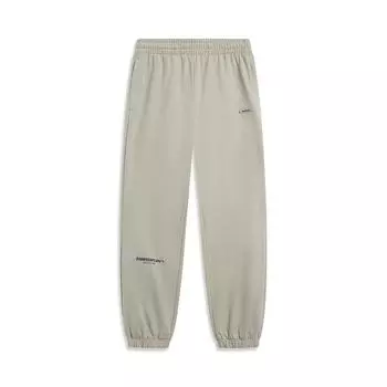 Li Ning CF Su Series Letter Print Повседневные зауженные свободные трикотажные спортивные брюки мужские низ Stone-Grey AKLUD15-2 S