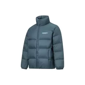 Li Ning CF Su Series Letter Print Stand Collar Loose Short Down Jacket Unisex Upperwear Ocean-Blue AYMT275-2 XL