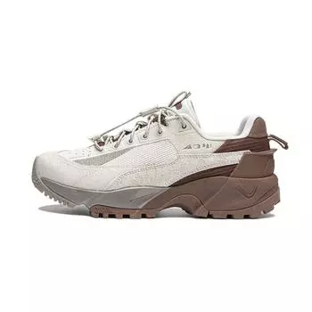 Li Ning CF Su Series Outdoor Pro Cow Split Leather Fashion Universal Водонепроницаемая повседневная обувь с низким верхом для повседневной носки Женские кроссовки Серо-коричневые AGLU152-1 37