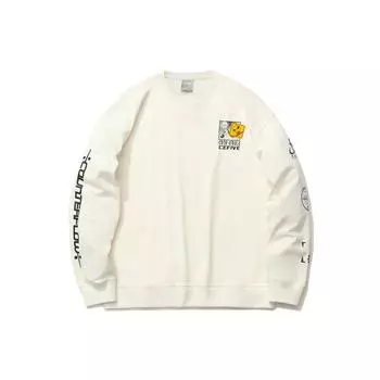 Li Ning CF Su Series Sports Casual Printed Pullover Sweatshirt Unisex Sweatshirt Off-White AWDR384-1 S