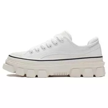 Li Ning CF Su Series Толстая подошва Увеличивающая высоту Универсальная нескользящая износостойкая низкая спортивная повседневная обувь Унисекс кроссовки Белые AGCS204-1 36