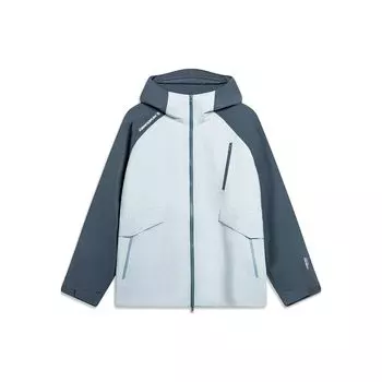 Li Ning CF Su Wan Long Jia Series Professional Level Anti Rain Outdoor Водонепроницаемая ветрозащитная куртка с капюшоном Унисекс Куртка светло-голубая AFDT825-3 L