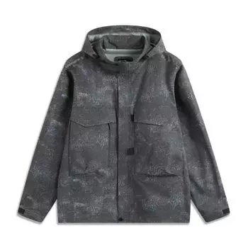 Li Ning CF Su Wan Long Jia Series Полная печать молнии с капюшоном Удобная дышащая водонепроницаемая ветрозащитная куртка с длинным рукавом Унисекс куртка AEMU043-5 S