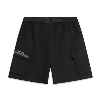 Li Ning CF Suo Однотонные эластичные тканые повседневные шорты средней посадки Женские шорты Черный AKSU714-3 S
