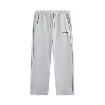 Li Ning CF Suo универсальные свободные прямые теплые однотонные трикотажные спортивные брюки мужские низы кирпично-серого цвета AKLV227-2 L