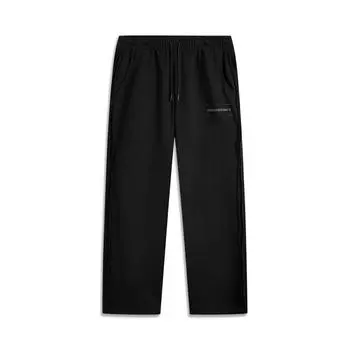 Li Ning CF Suo универсальные свободные однотонные теплые прямые трикотажные спортивные брюки на шнурке мужские брюки черного цвета AKLV227-4 L