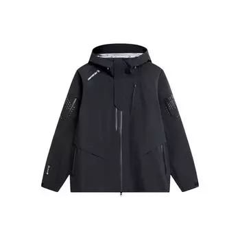 Li Ning CF светоотражающая водонепроницаемая ветрозащитная дышащая однотонная уличная куртка с капюшоном мужская куртка черная ACFU001-1 S