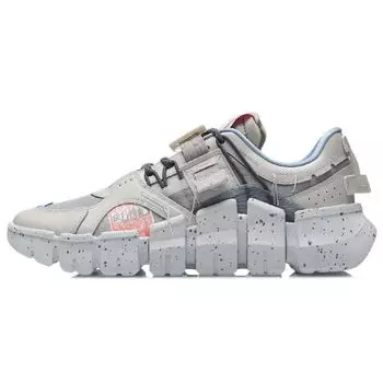 Li Ning CF Ткань Сетка Амортизирующая Износостойкая Дышащая Легкая Низкая Повседневная Обувь Унисекс Повседневная Обувь Серебристо-Рыбно-Серая AGLR111-1 41