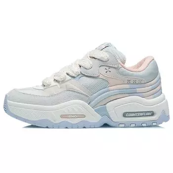 Li Ning CF Толстая подошва Увеличивающая высоту Амортизирующая универсальная обувь для хлеба Низкая повседневная обувь Женские кроссовки Серый AGCR438-5 35