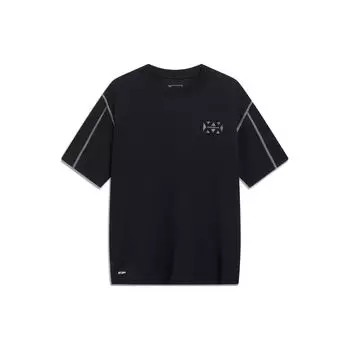 Li-Ning Cf Trace Series Alphabet Print Round Neck Loose Short Sleeve T-Shirt Unisex Tops Black AHST541-2