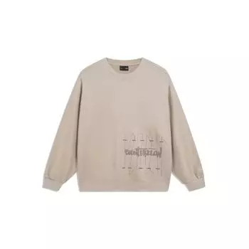 Li-Ning Cf Trace Series Letter Print Свитер с круглым вырезом, толстовка, топы унисекс, козий серый AWDT571-2 S