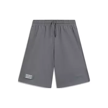 Li-Ning CF Trace Series Solid Color Logo Print Elastic Waist Straight Loose Shorts Men Bottoms Lead-Gray AKST651-2