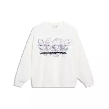 Li-Ning CF Trace Series Светоотражающий свитшот с буквенным принтом и круглым вырезом Топы унисекс Молочно-белый AWDT529-2 XL