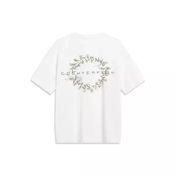 Li-Ning Футболка унисекс с круглым вырезом и короткими рукавами CF Trace Series Tian Gong Kai Wu, кремовая AHST617-1 3XL