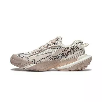 Li Ning CF Trail Series Удобные универсальные амортизирующие прочные низкие повседневные туфли для повседневной носки Унисекс повседневные туфли цвета кремовый черный AGLU149-3 40