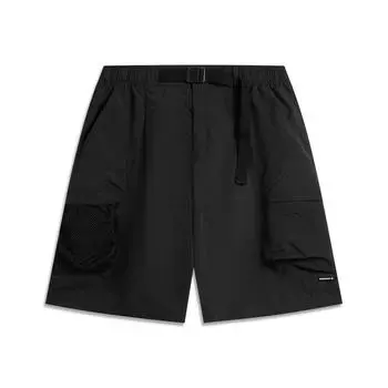 Li Ning CF Водоотталкивающие Однотонные Свободные Шорты Карго Мужские Шорты Черные AKSV227-4 S