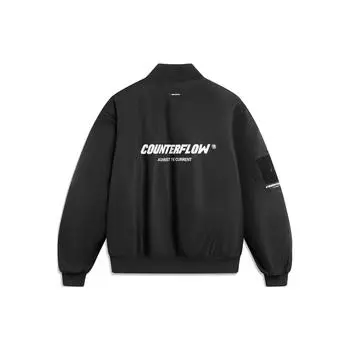 Li Ning CF Water Series Letter Print Свободная бейсбольная куртка с воротником-стойкой унисекс, черная AJMT249-1 S