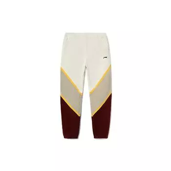 Li Ning CF Wu Xing Series Color Block Вышитый логотип Свободный крой Зауженные вельветовые повседневные брюки унисекс брюки Красно-кирпичный AYKR907-1 S