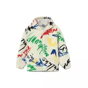 Li-Ning Cf Wu Xing Series Graffiti Pattern Свободная теплая куртка из шерпы Куртка унисекс Off-White AFDR914-1