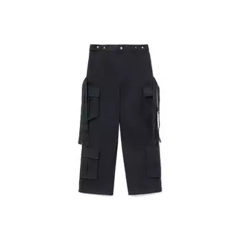 Li Ning CF Wu Xing Series однотонные прямые повседневные брюки с несколькими карманами унисекс черные AKXR557-3 M