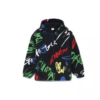 Li Ning CF Wu Xing Series Show Style Граффити Pattern Свободная теплая куртка из овечьей шерсти унисекс куртка черного цвета AFDR914-2 M