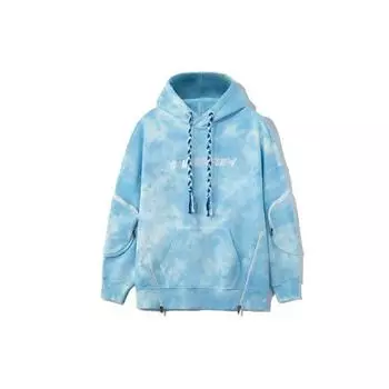 Li-Ning CF Wu Xing Series Tie-Dye Свободный пуловер с капюшоном Женская толстовка с капюшоном синяя AWDRD74-1
