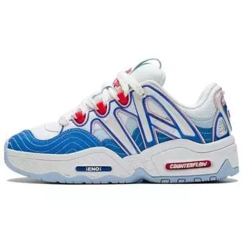 Li Ning CF Yu 2.0 Mars Толстая подошва Увеличивающая высоту Амортизирующая универсальная обувь для хлеба Низкая повседневная обувь Унисекс кроссовки Белый Синий AGCS309-3 45