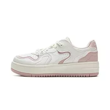 Li Ning Cheese Classic Модные Повседневные Универсальные Нескользящие Износостойкие Легкие Низкие Кеды для Скейтборда Женские кроссовки Облачно-белые AGCV098-2 39