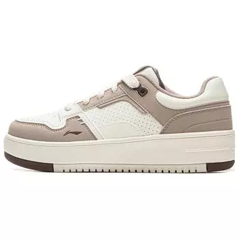 Li Ning Cheese Series Модные универсальные белые кроссовки с толстой подошвой Легкие нескользящие износостойкие дышащие низкие кроссовки для скейтбординга AGCU366-4 37