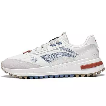 Li Ning Cheng Feng 2.0 Ткань Синтетическая кожа Цветные блоки Нескользящие Износостойкие Низкие Спортивные Повседневные Туфли Мужские Кроссовки Белые AGCT155-5 43