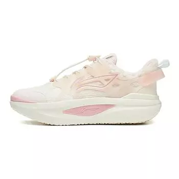 Li Ning Childrens Beidou Comfortable Shock Absorbing Rebound Casual Shoes Kids Casual Shoes Pink Apricot YKCT148-4 37