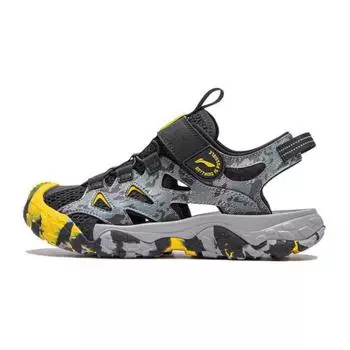 Li Ning Childrens Trekking 2 удобные прочные дышащие сандалии детские сандалии черные серые YKUU010-1 36