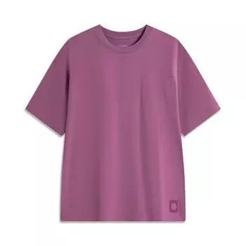 Li Ning China Color Series однотонная свободная удобная универсальная дышащая футболка с коротким рукавом унисекс топы фиолетовые AHSU737-3 M