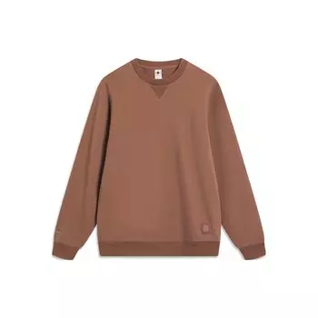 Li Ning China Color Series однотонный круглый вырез пуловер свитшот мужской свитшот молочно-кофейно-коричневый AWDT965-5 XXL