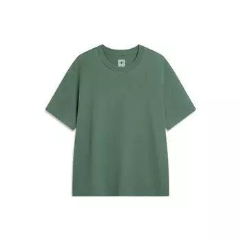 Li Ning China Color Series однотонный круглый вырез повседневный свободный свитер короткий рукав футболка унисекс футболка темно-дворцово-зеленый AHST587-3 L